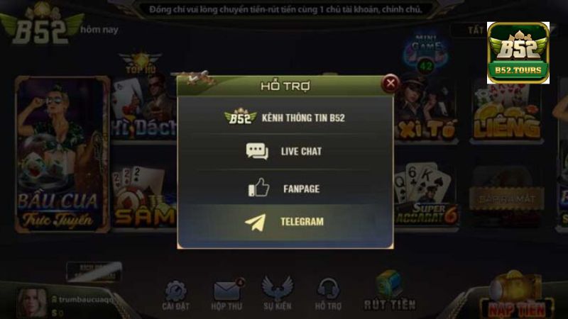 Cách liên hệ B52 Club qua Live chat